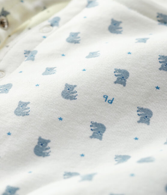 Gilet sans manches bébé en coton biologique ouatinée blanc MARSHMALLOW+GRIS/ MULTICO