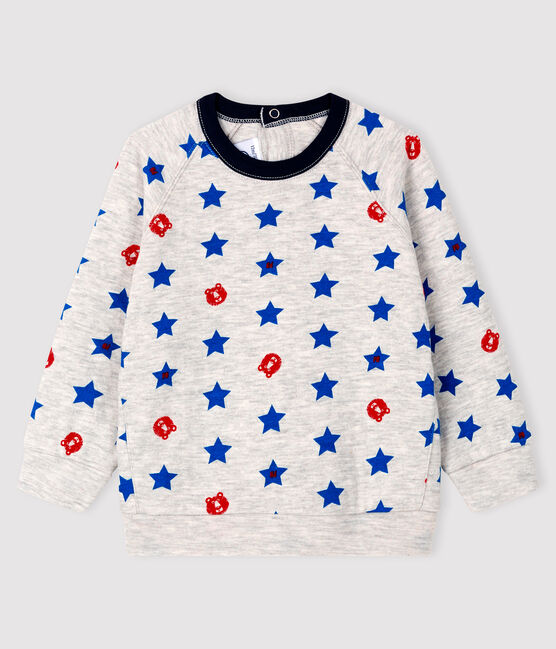Sweatshirt bébé garçon en tubique gris BELUGA/blanc MULTICO