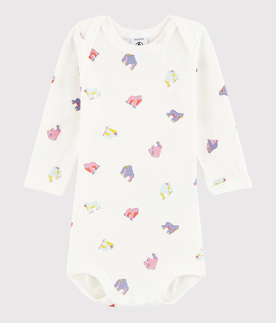 Body manches longues bébé fille blanc MARSHMALLOW/blanc MULTICO