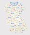 Pyjama short enfant en coton imprim&eacute; voitures blanc MARSHMALLOW/blanc MULTICO