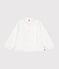 Blouse manches longues en toile enfant fille blanc ECUME