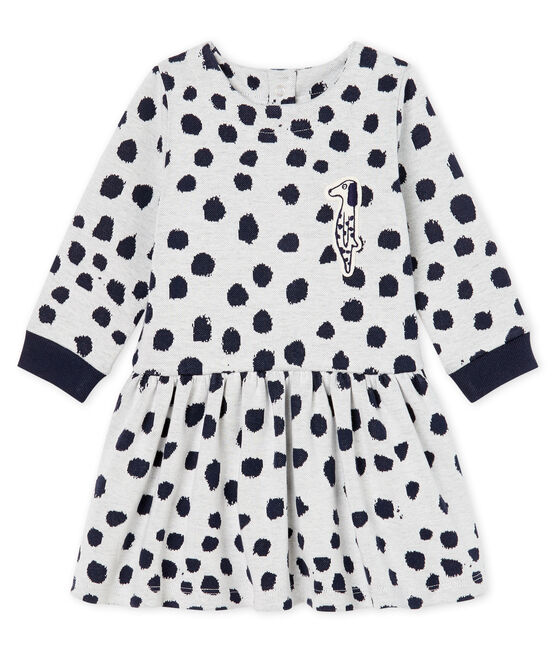 Robe manches longues bébé fille Jean Jullien blanc MARSHMALLOW/ DOTTIES CN