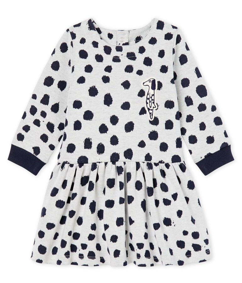 Robe manches longues b&eacute;b&eacute; fille Jean Jullien blanc MARSHMALLOW/ DOTTIES CN