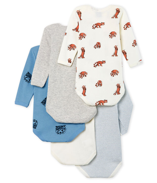 Lot de 5 bodies manches longues b&eacute;b&eacute; gar&ccedil;on multicouleur