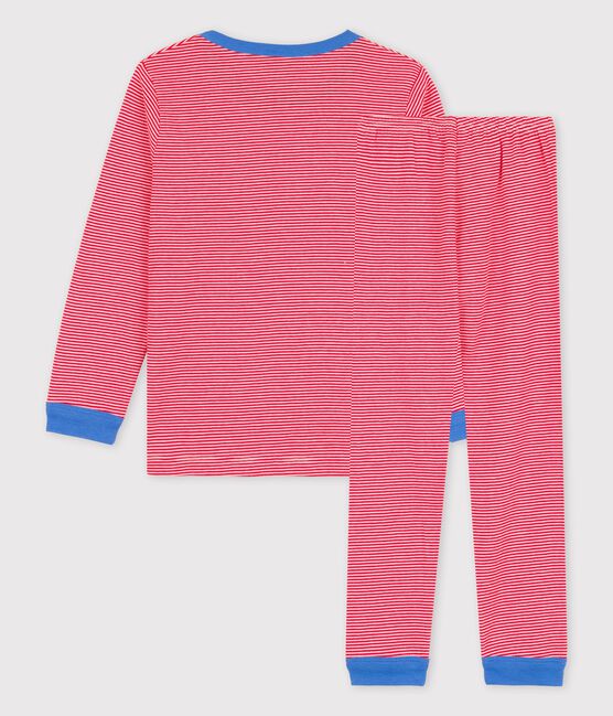 Pyjama rayé milleraies en coton enfant rouge PEPS/blanc MARSHMALLOW