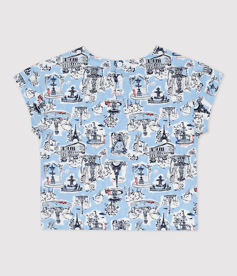 Blouse manches courtes &agrave; imprim&eacute; enfant fille blanc MARSHMALLOW/blanc MULTICO