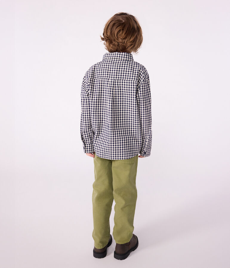 Chemise enfant en coton &agrave; carreaux bleu SOIR/ MILK