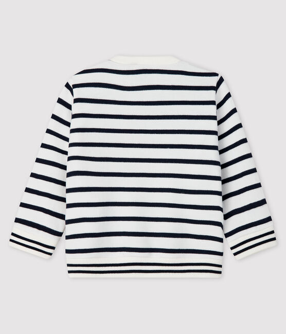 Sweatshirt bébé fille en molleton blanc MARSHMALLOW/bleu SMOKING