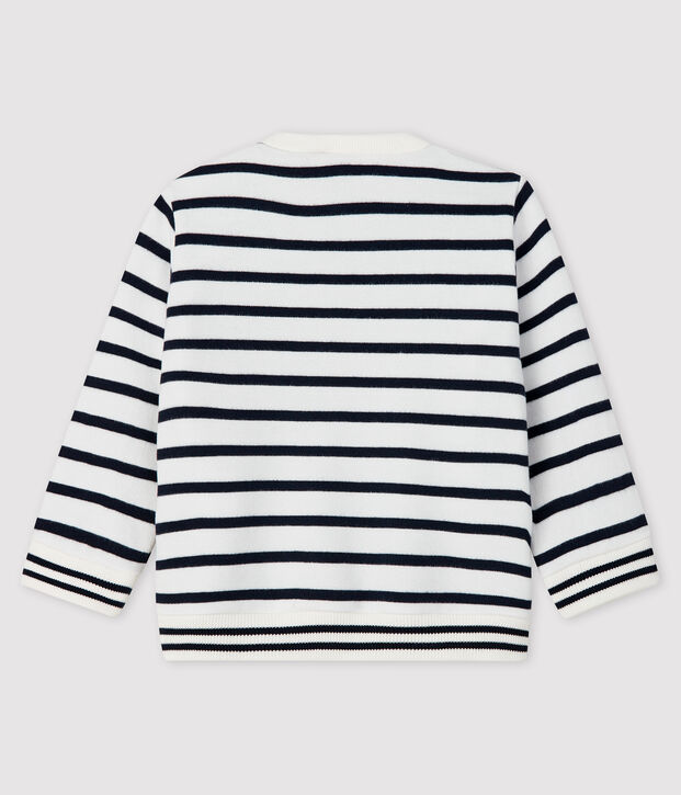 Sweatshirt b&eacute;b&eacute; fille en molleton blanc/bleu