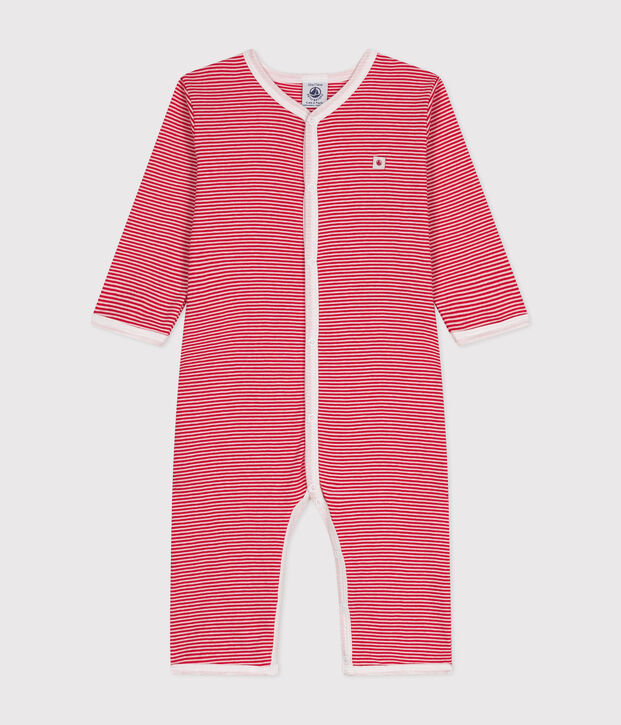 Pyjama  sans pieds b&eacute;b&eacute; en coton rouge/blanc