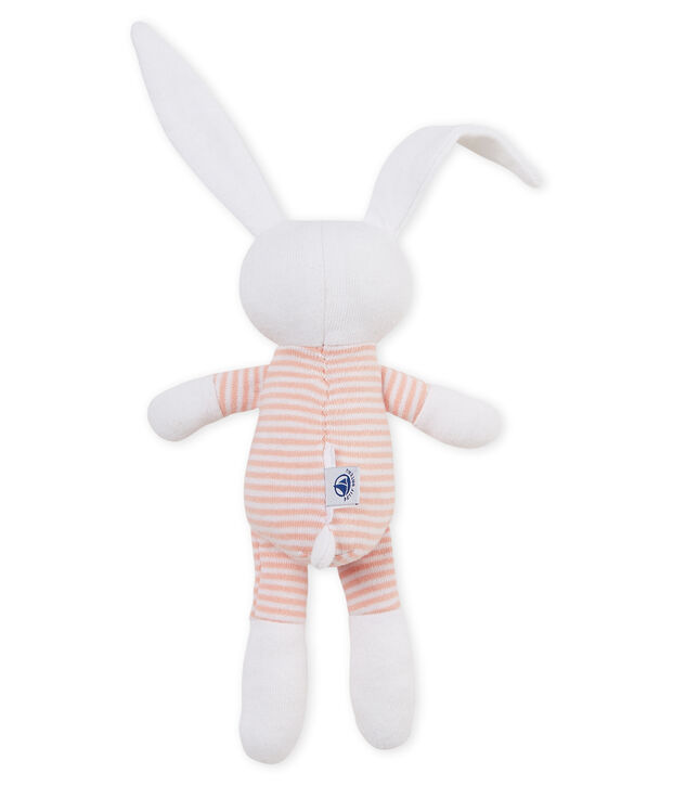 Doudou lapin hochet b&eacute;b&eacute; mixte rose/blanc