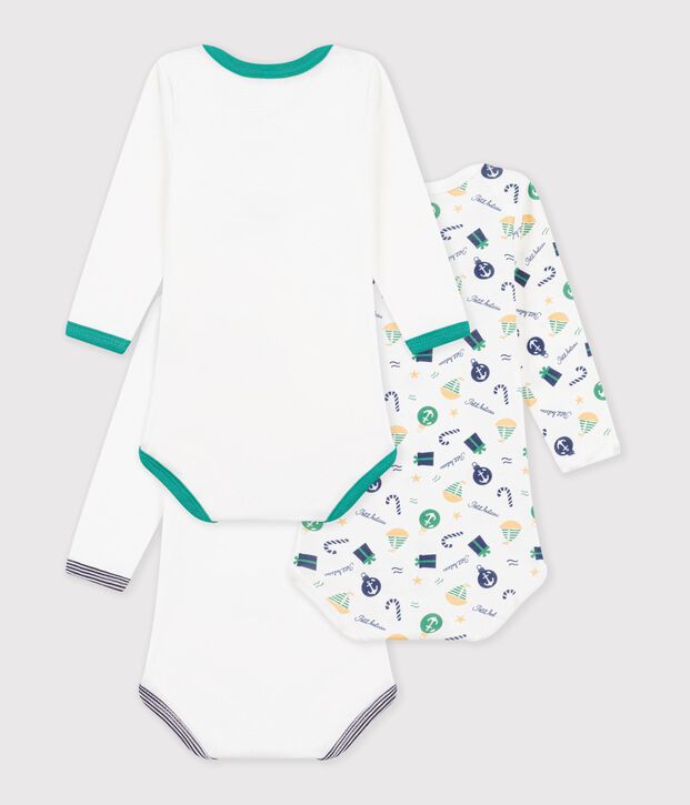 Lot de bodies manches longues en coton imprim&eacute; multicouleur