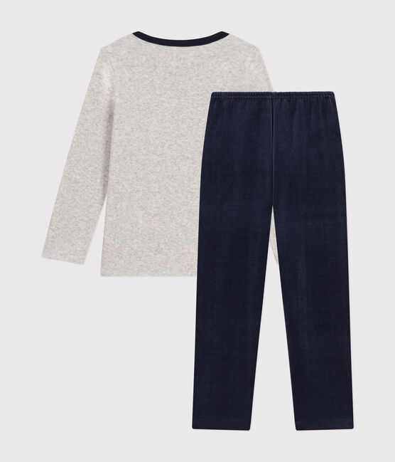 Pyjama uni en velours enfant bleu SMOKING/blanc MULTICO
