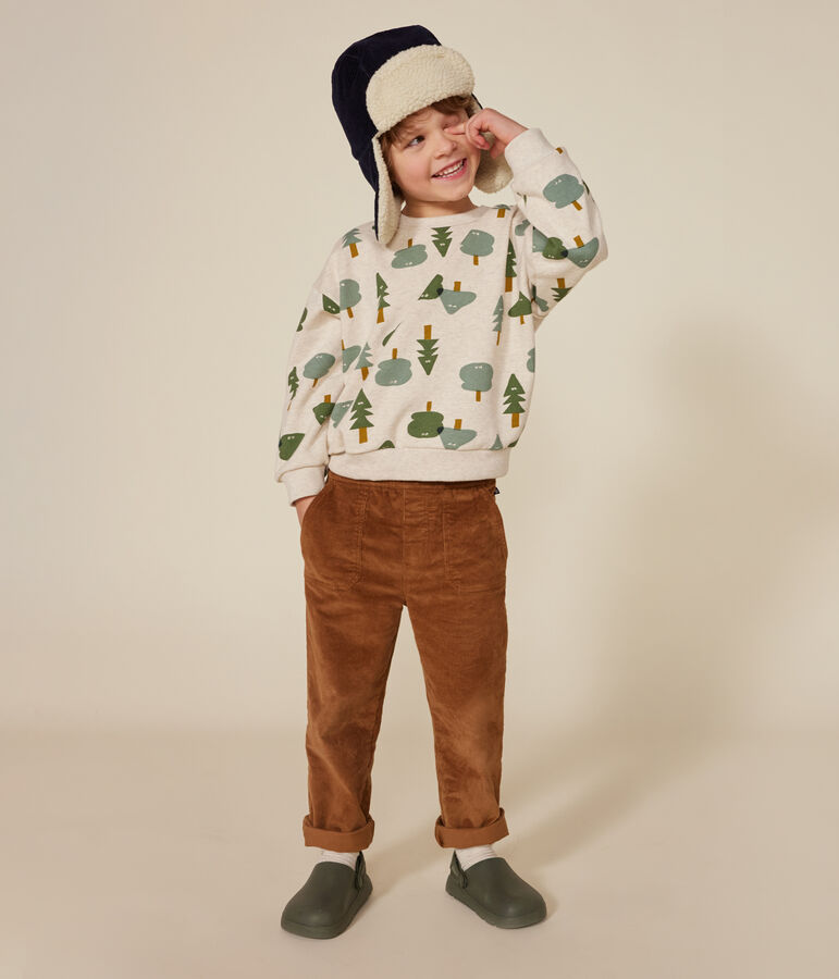 Sweatshirt en molleton enfant gar&ccedil;on beige MONTELIMAR/blanc MULTICO