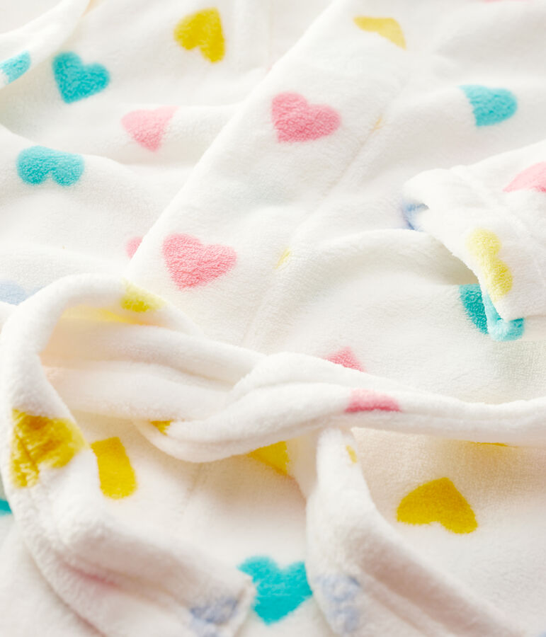 Robe de chambre c&oelig;urs multicolores petite fille en polaire blanc MARSHMALLOW/blanc MULTICO