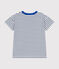 Tee-shirt manches courtes en jersey enfant blanc MARSHMALLOW/bleu MEDIEVAL