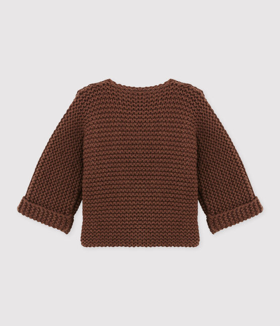 Cardigan bébé mixte laine et coton marron BROWN