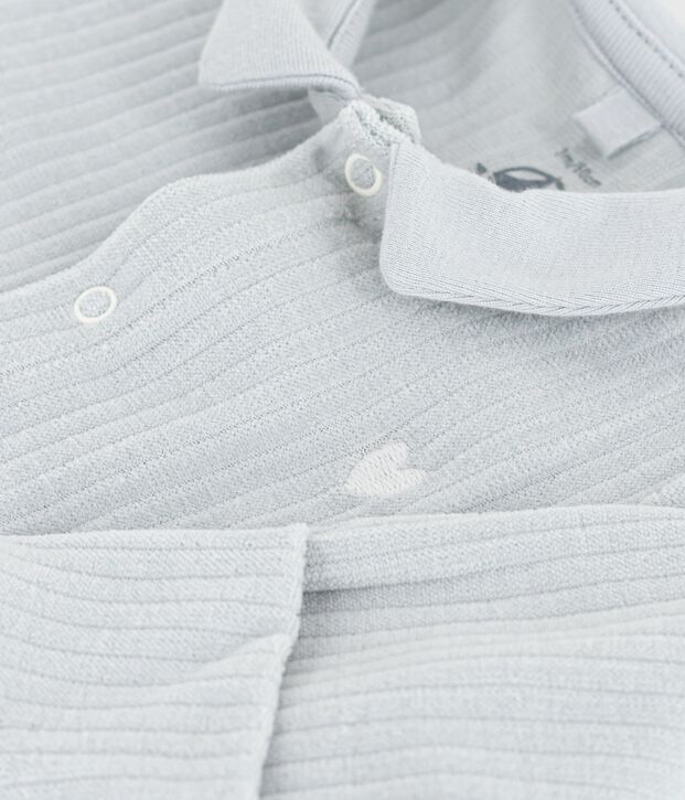 Pyjama b&eacute;b&eacute; en velours &agrave; col uni bleu