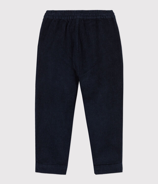 Pantalon en velours c&ocirc;tel&eacute; enfant gar&ccedil;on bleu marine