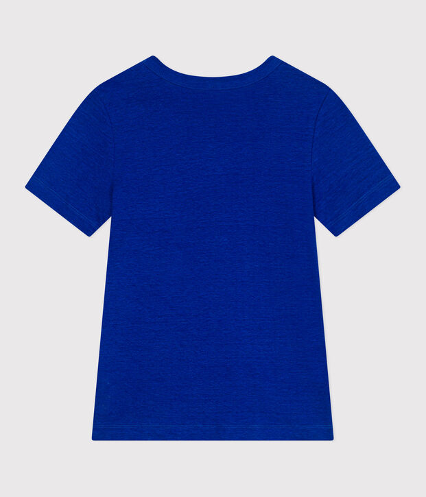 Tee-shirt Femme &agrave; manches courtes en lin bleu