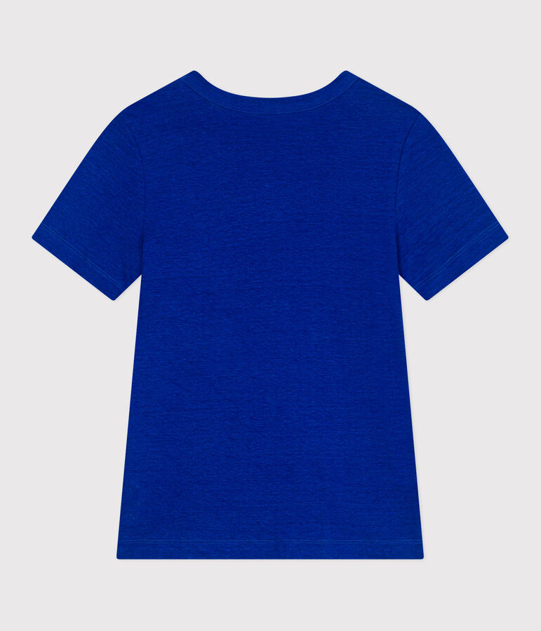 Tee-shirt Femme &agrave; manches courtes en lin bleu SURF