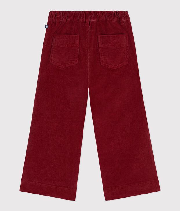 Pantalon wide leg enfant en velours uni rouge