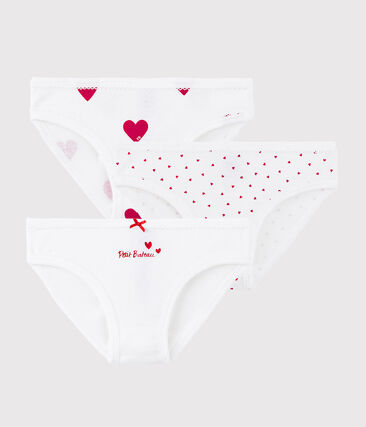 CŒUR_ROUGE - Lot de 3 culottes coeur petite fille en coton