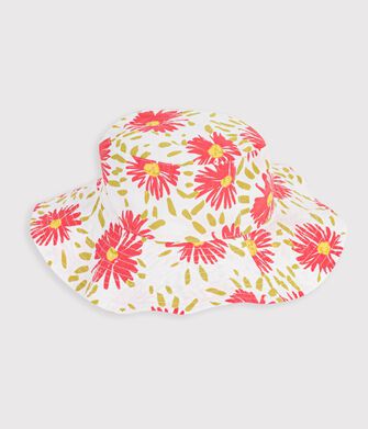 Capeline enfant en popeline imprim&eacute; fleurs