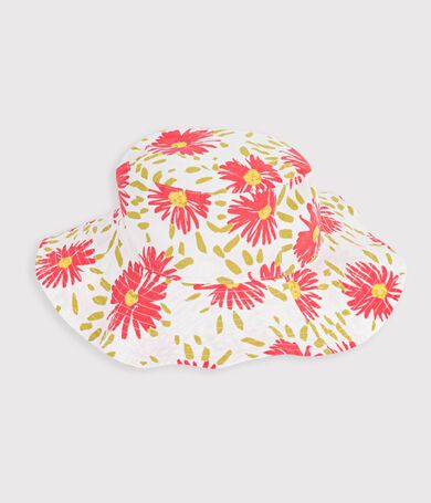 Capeline enfant en popeline imprim&eacute; fleurs