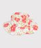 Capeline enfant en popeline imprim&eacute; fleurs blanc/multicouleur