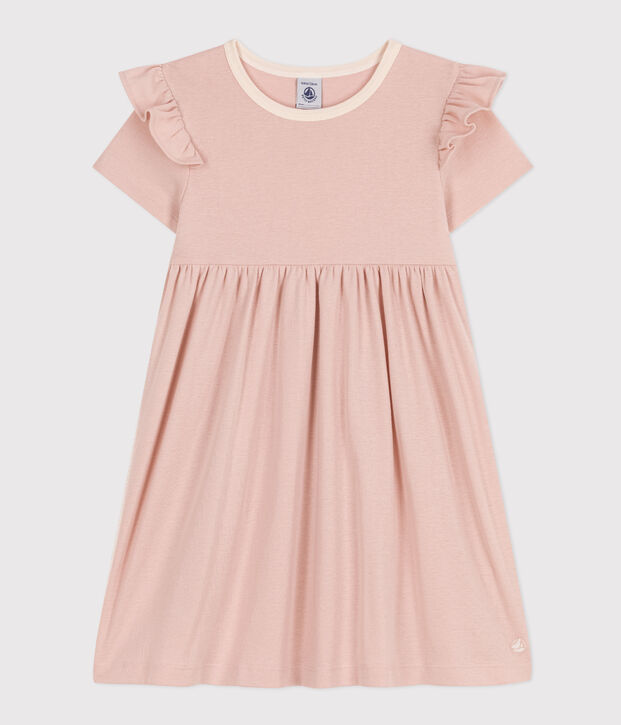 Robe manches courtes en coton enfant fille rose