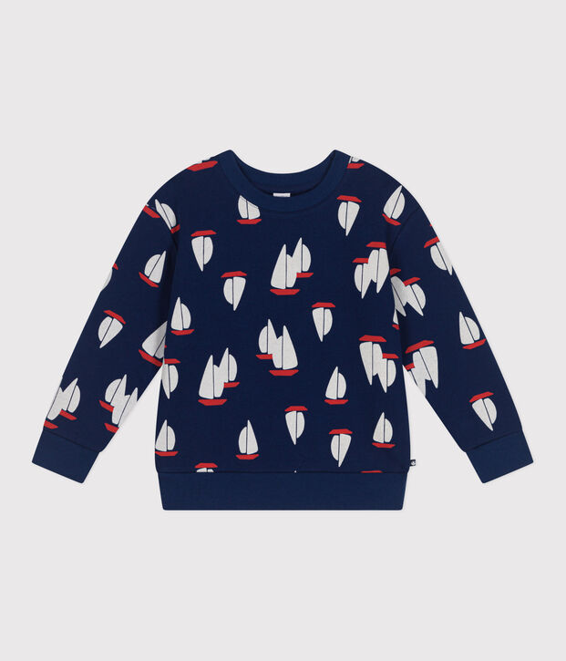 Sweatshirt enfant en coton imprim&eacute; bleu/multicouleur