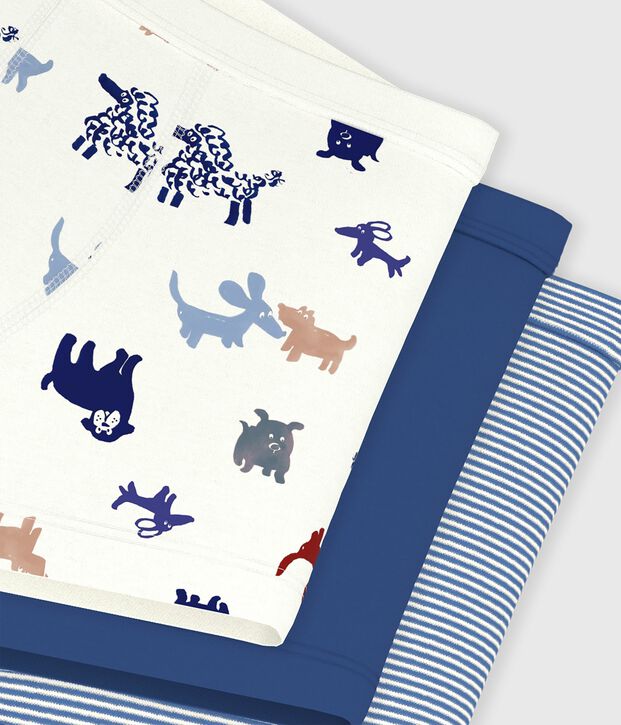 Lot de boxers enfant en coton &agrave; ceinture collet&eacute;e imprim&eacute; chiens multicouleur