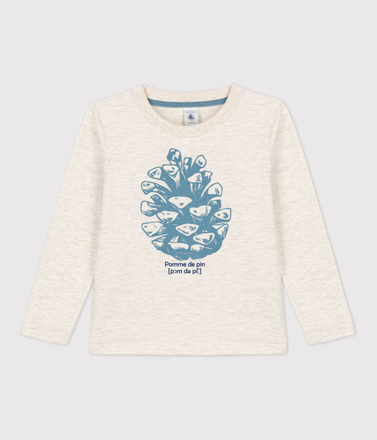 Tee-shirt manches longues en coton enfant gar&ccedil;on beige MONTELIMAR CHINE