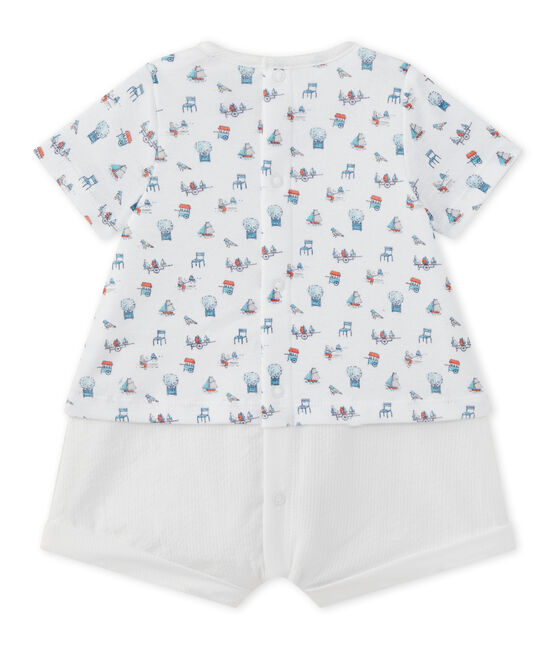 Combicourt bébé garçon bi-matière blanc ECUME/blanc MULTICO