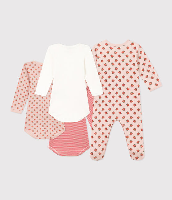 Lot de 1 pyjama bébé et 3 bodies fleurs variante 1