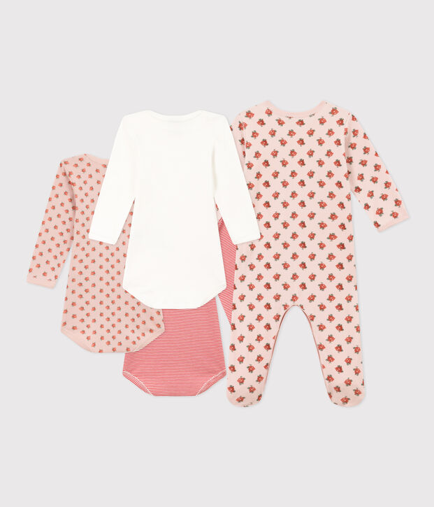 Lot de 1 pyjama b&eacute;b&eacute; et 3 bodies fleurs multicouleur
