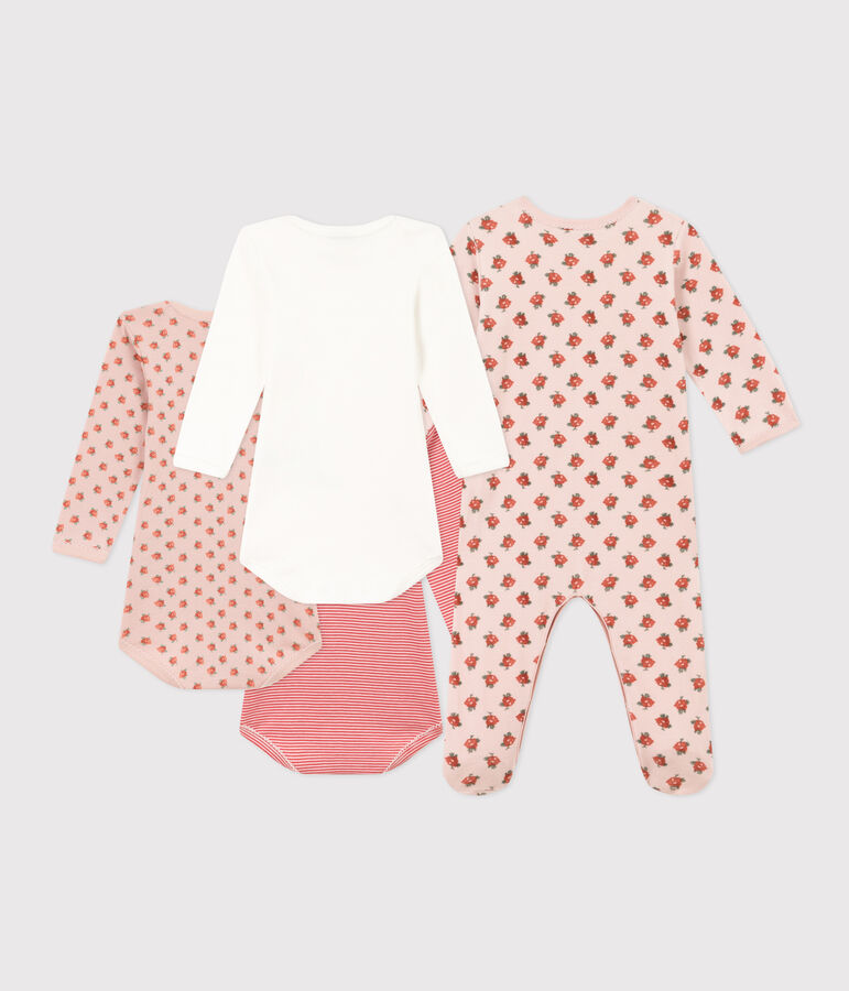 Lot de 1 pyjama b&eacute;b&eacute; et 3 bodies fleurs multicouleur