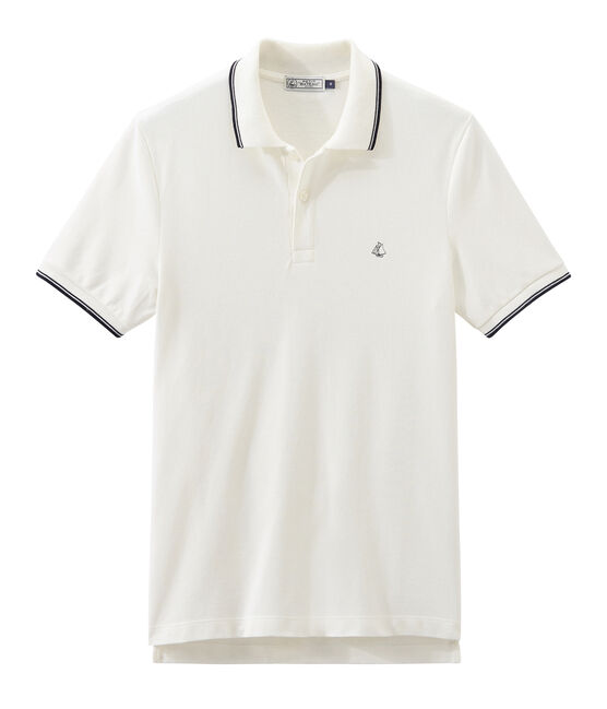 Polo manches courtes 100% coton jersey piqué. blanc MARSHMALLOW