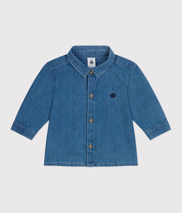 Chemise b&eacute;b&eacute; en jean unie bleu DENIM CLAIR