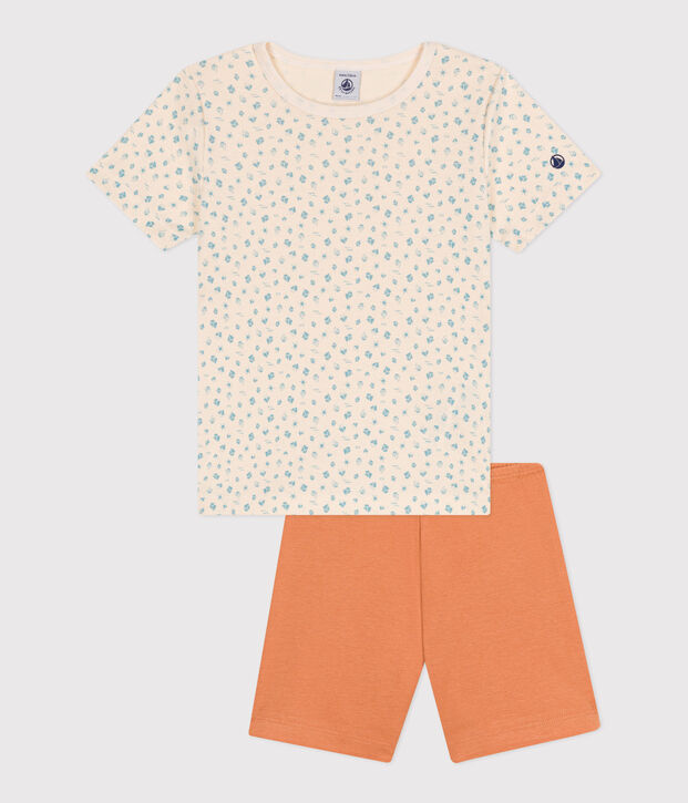 Pyjama short enfant en coton orange/multicouleur