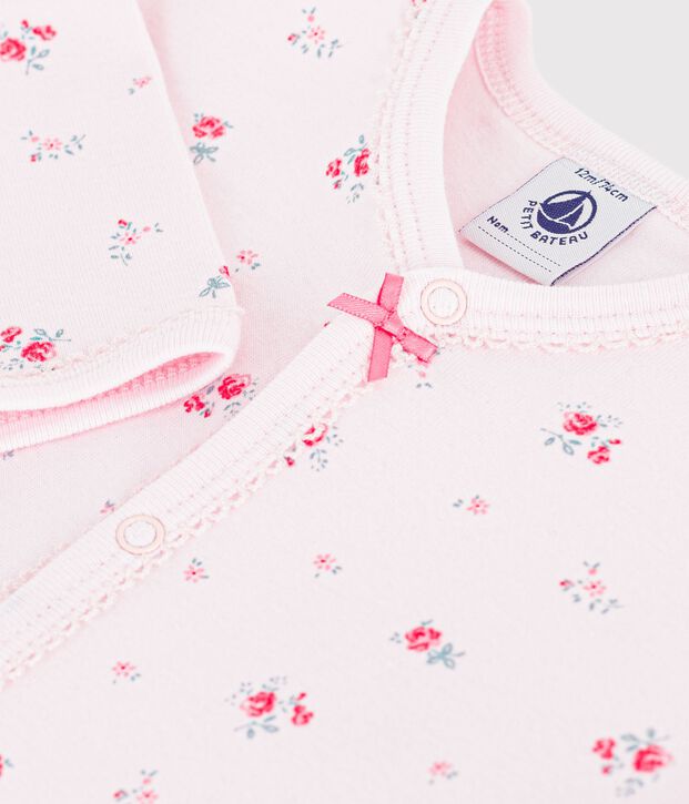 Pyjama b&eacute;b&eacute; en coton sans pieds imprim&eacute; fleuri rose/multicouleur