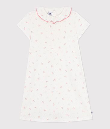 Chemise de nuit enfant en coton ajouré imprimé fleuri