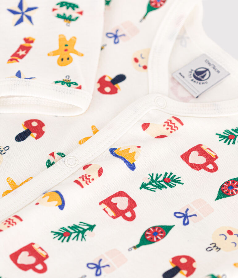 Pyjama sans pieds imprim&eacute; en coton b&eacute;b&eacute; blanc MARSHMALLOW/blanc MULTICO