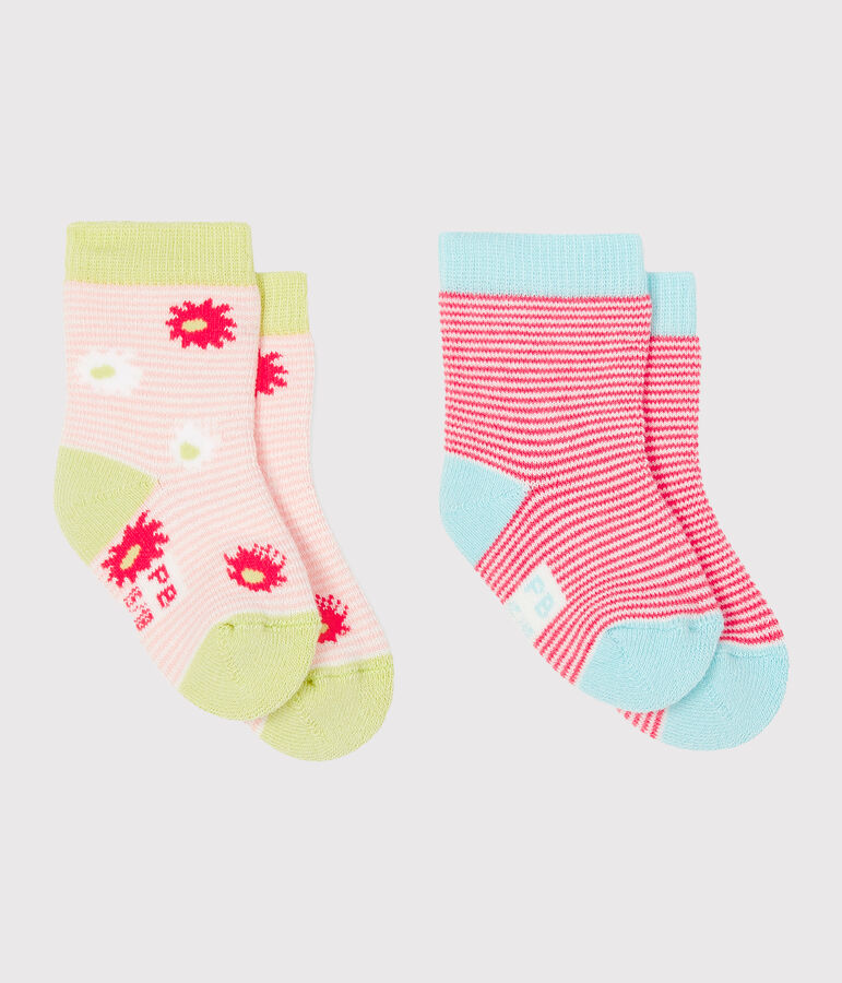 Lot de 2 paires de chaussettes b&eacute;b&eacute; fille multicouleur