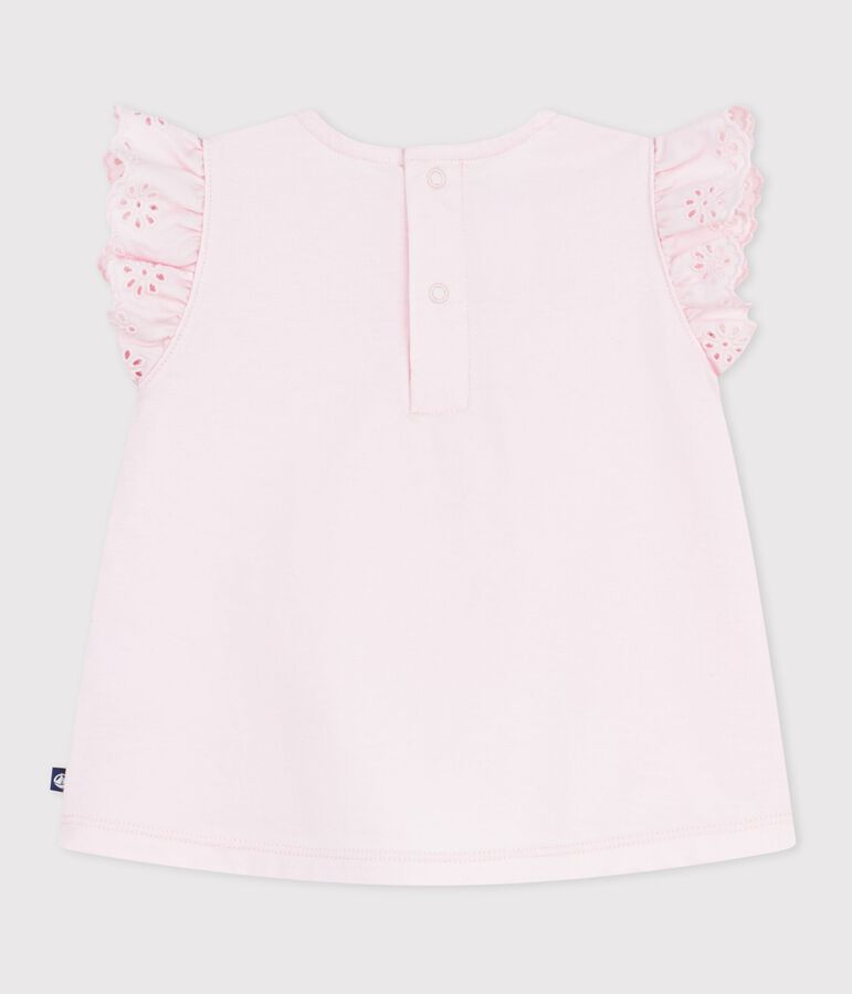 Tee-shirt b&eacute;b&eacute; en coton &agrave; manches courtes, uni rose