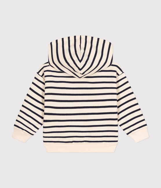 Sweatshirt à capuche en molleton gratté enfant  fille / garçon blanc AVALANCHE/bleu SMOKING