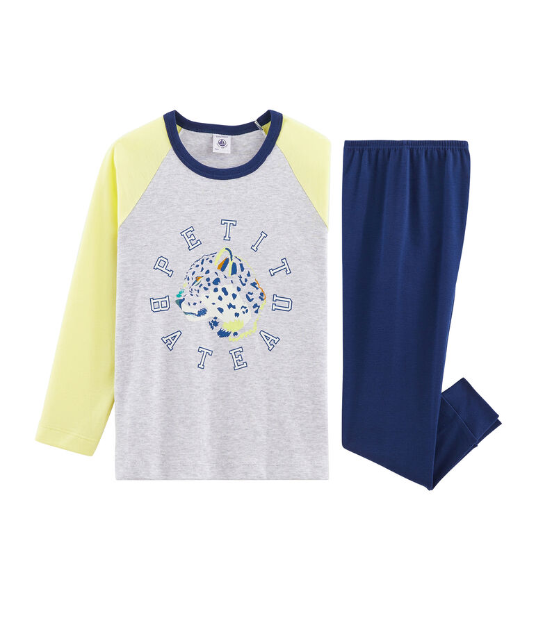 Pyjama petit gar&ccedil;on en c&ocirc;te bleu MEDIEVAL/blanc MULTICO