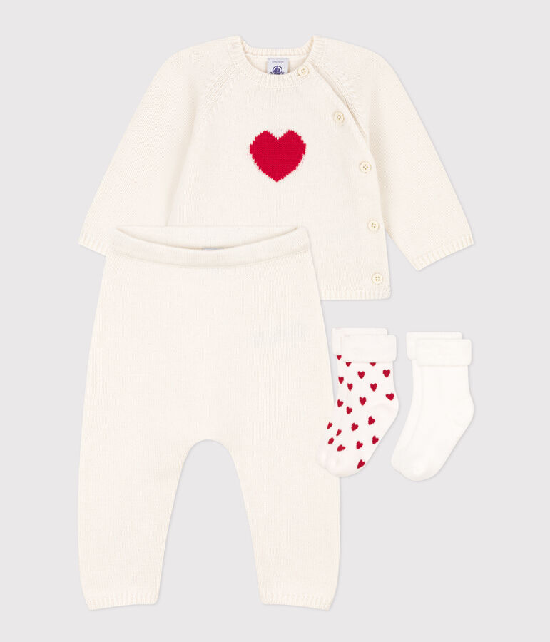 Coffret cadeau naissance en tricot multicouleur
