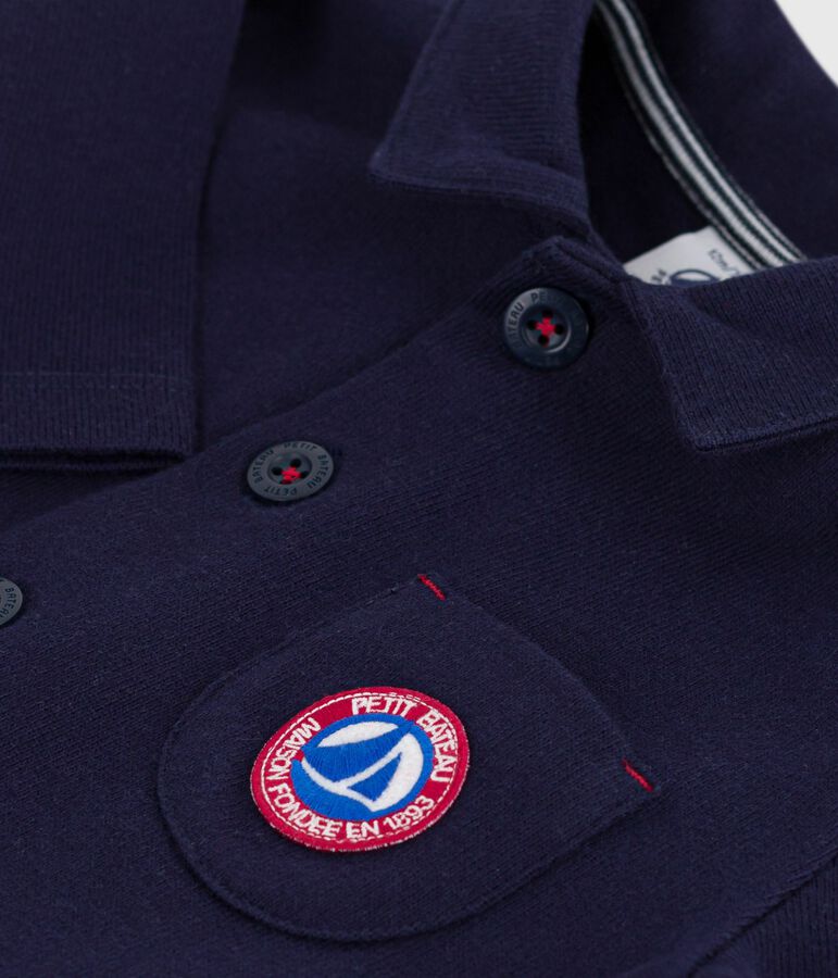 Combinaison longue b&eacute;b&eacute; en coton uni, style pompiste bleu SOIR